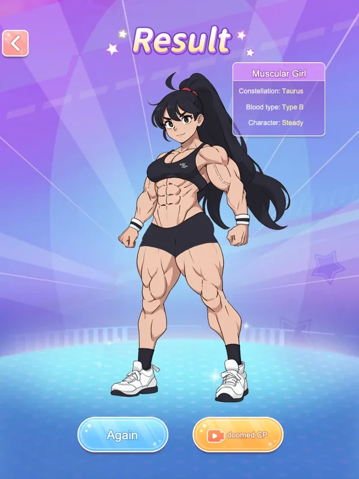Muscular Girl result with Taurus Type B and Steady details