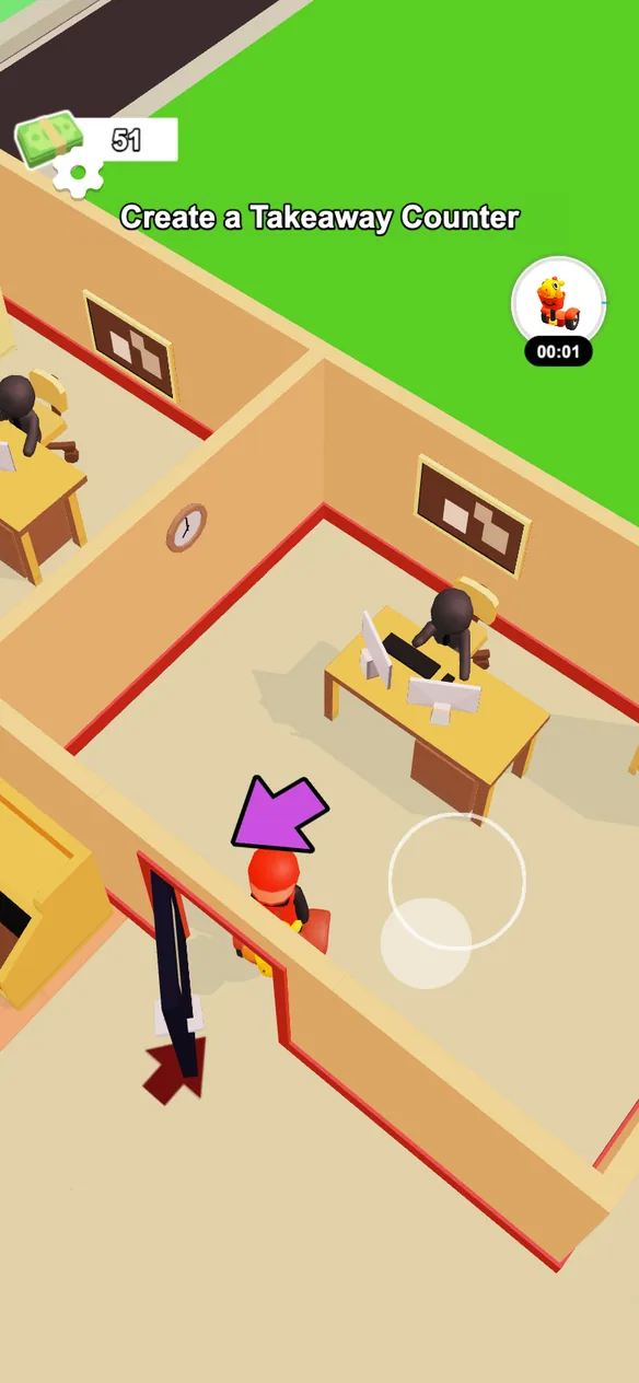 Burger Bar office area with Create a Takeaway Counter instruction
