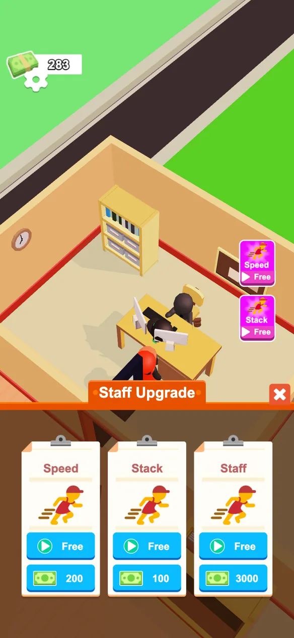 Burger Bar Staff Upgrade panel for speed stack and another worker