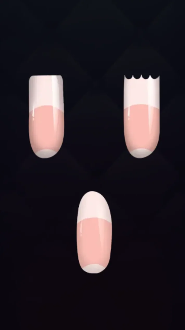 Three nail shapes including straight notched and oval tips