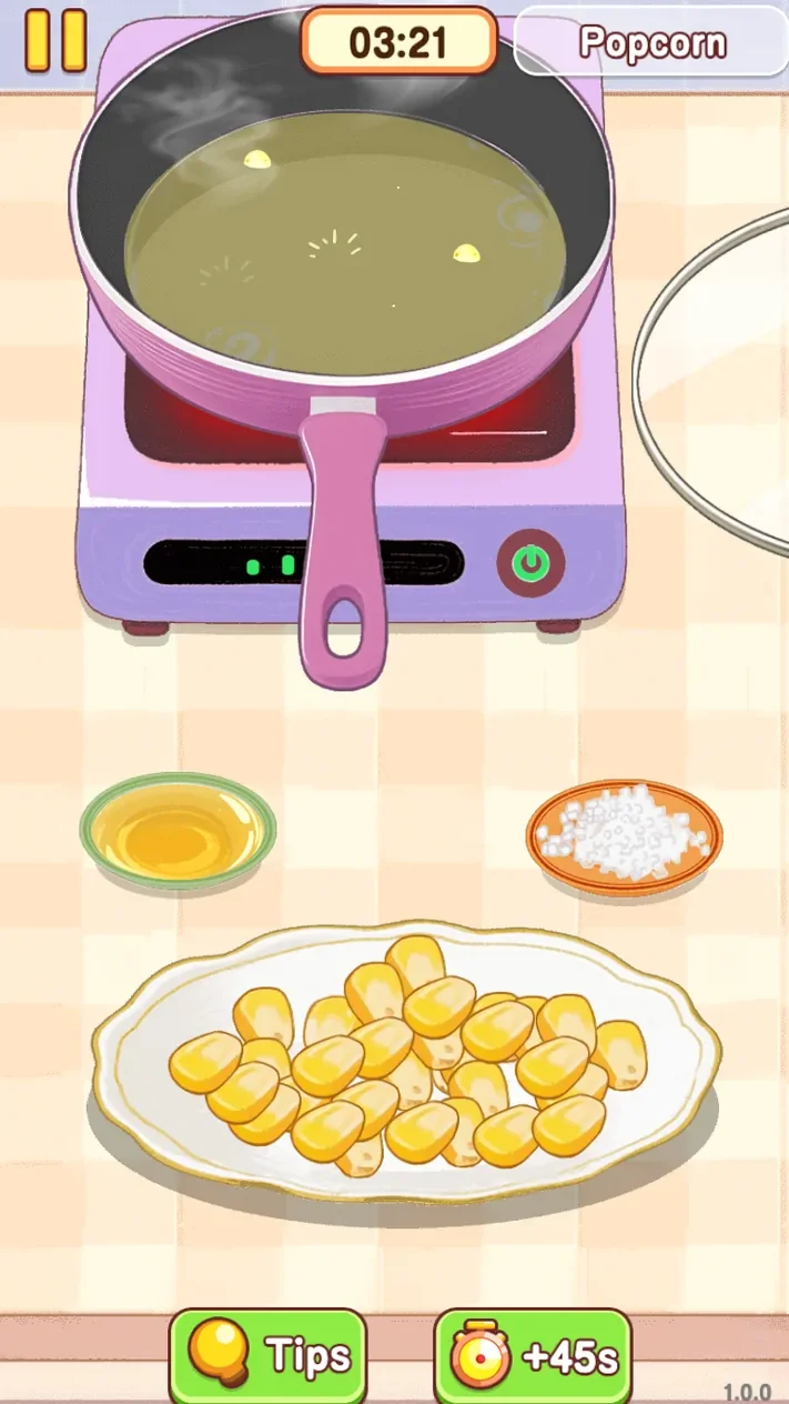 Heated pan with steaming yellow liquid and green power light