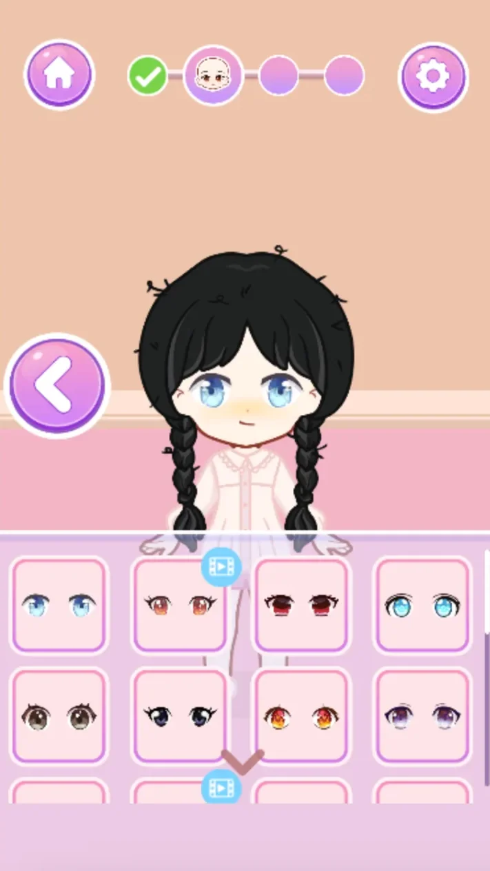 Colorful eye styles below the chibi character