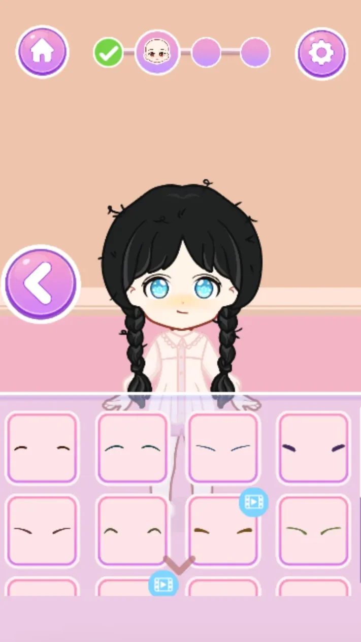 Eyebrow shape and color choices under the aqua-eyed character