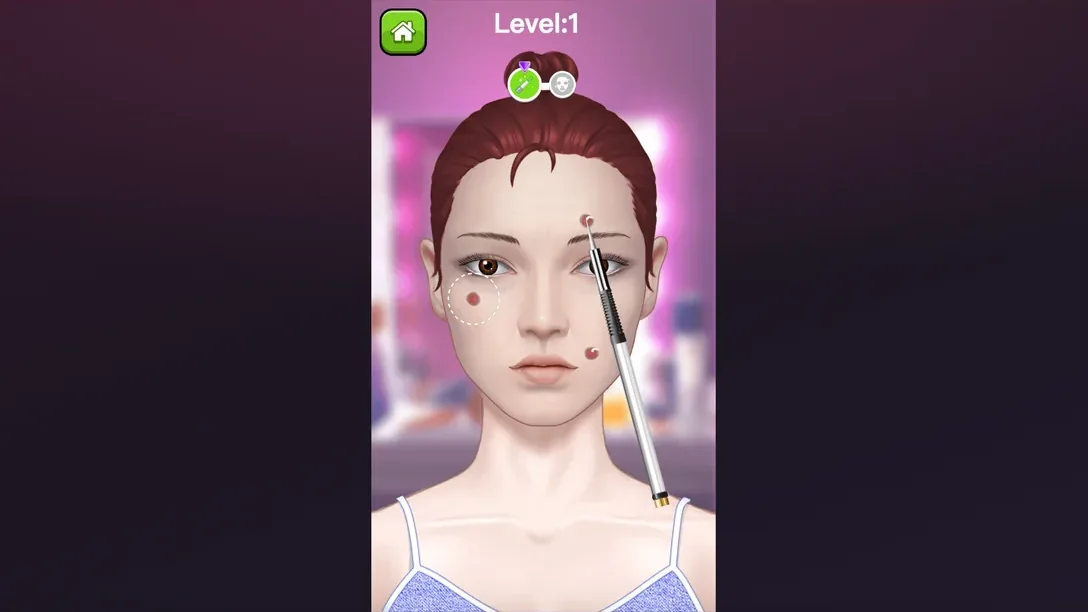 Makeup Aritst portrait game centered in a desktop Chrome window