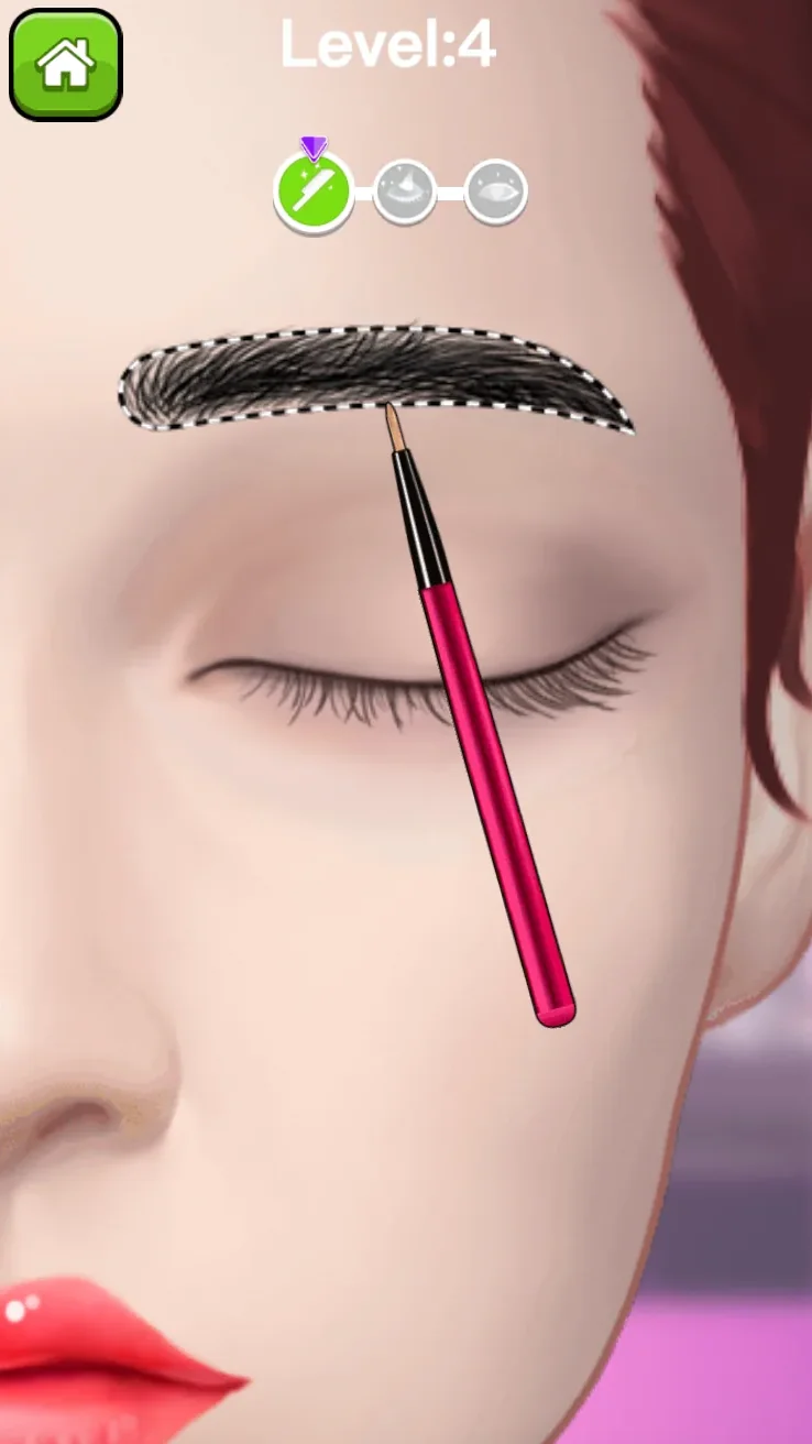 Eyebrow brush following the guided brow shape in Level 4