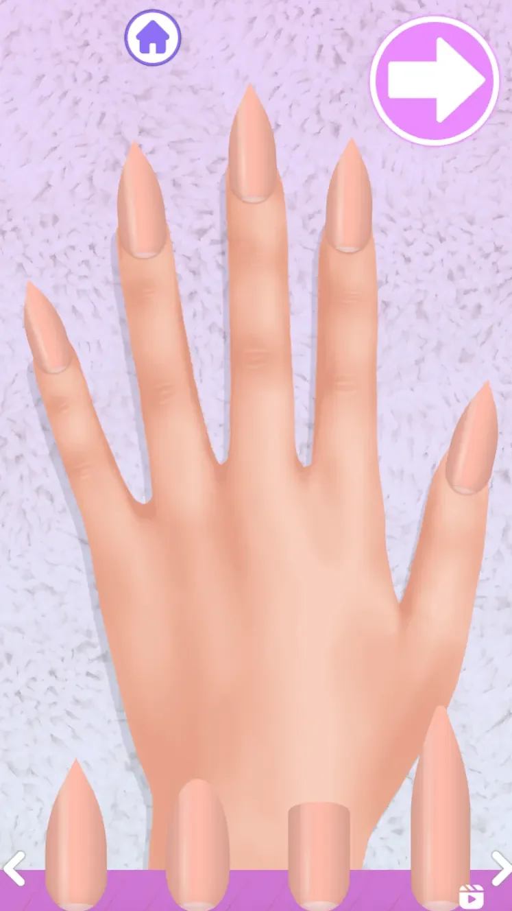 Pointed oval square and long nail shapes below the hand