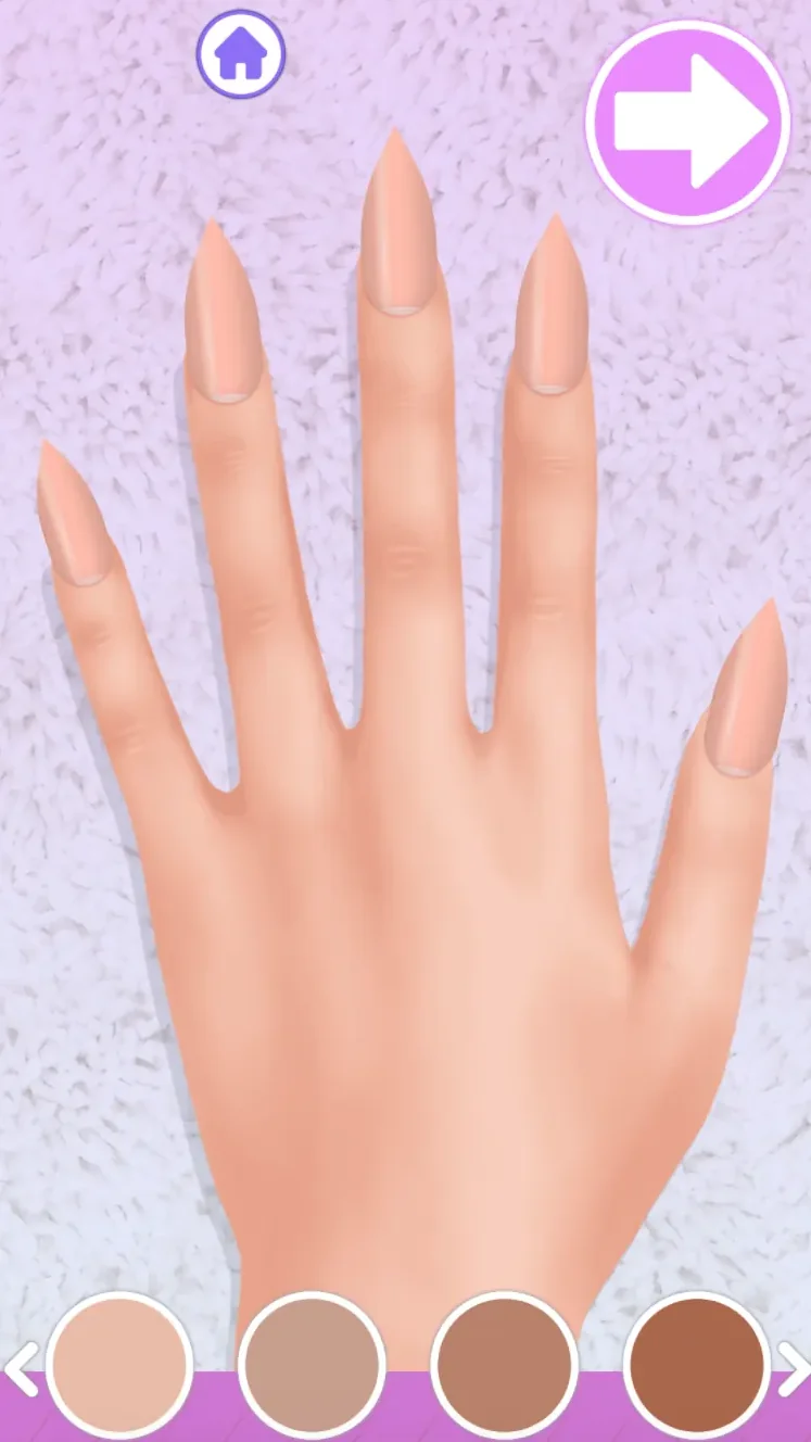 Four skin tone choices below the hand in Nails Diy Manicure Master