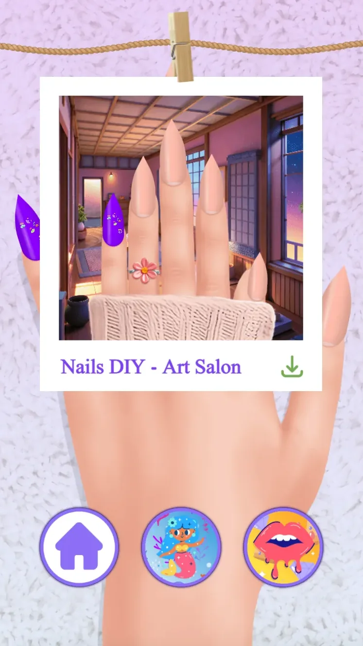Finished Nails DIY Art Salon photo with a purple manicure