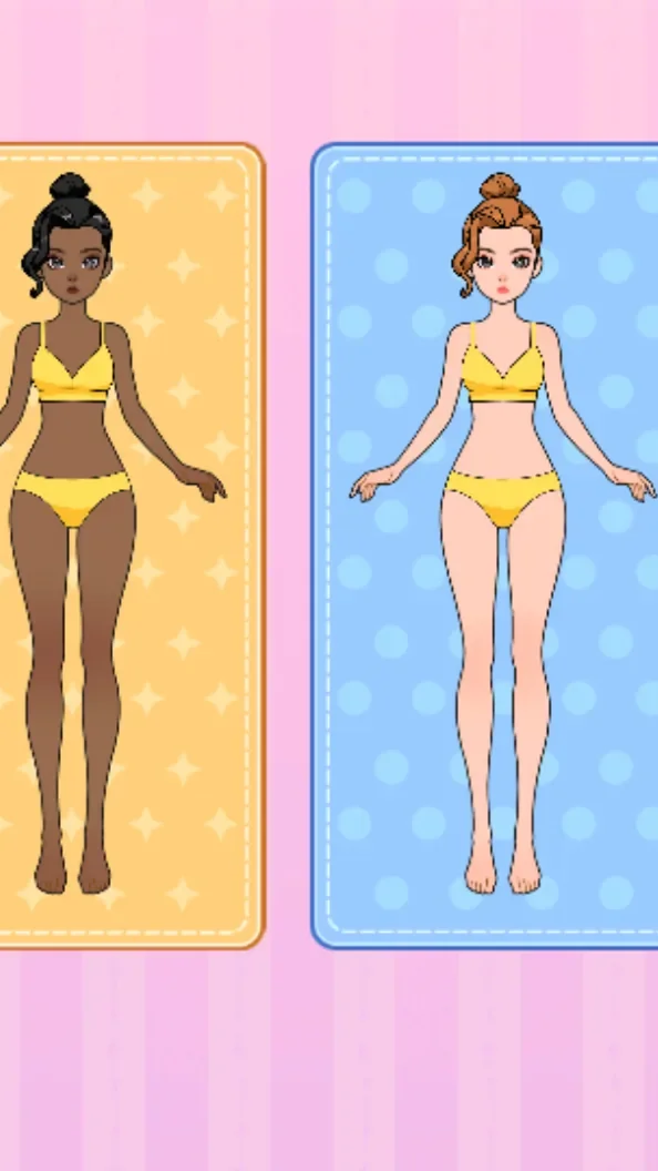 Four dolls available at the start of Paper Doll Diary