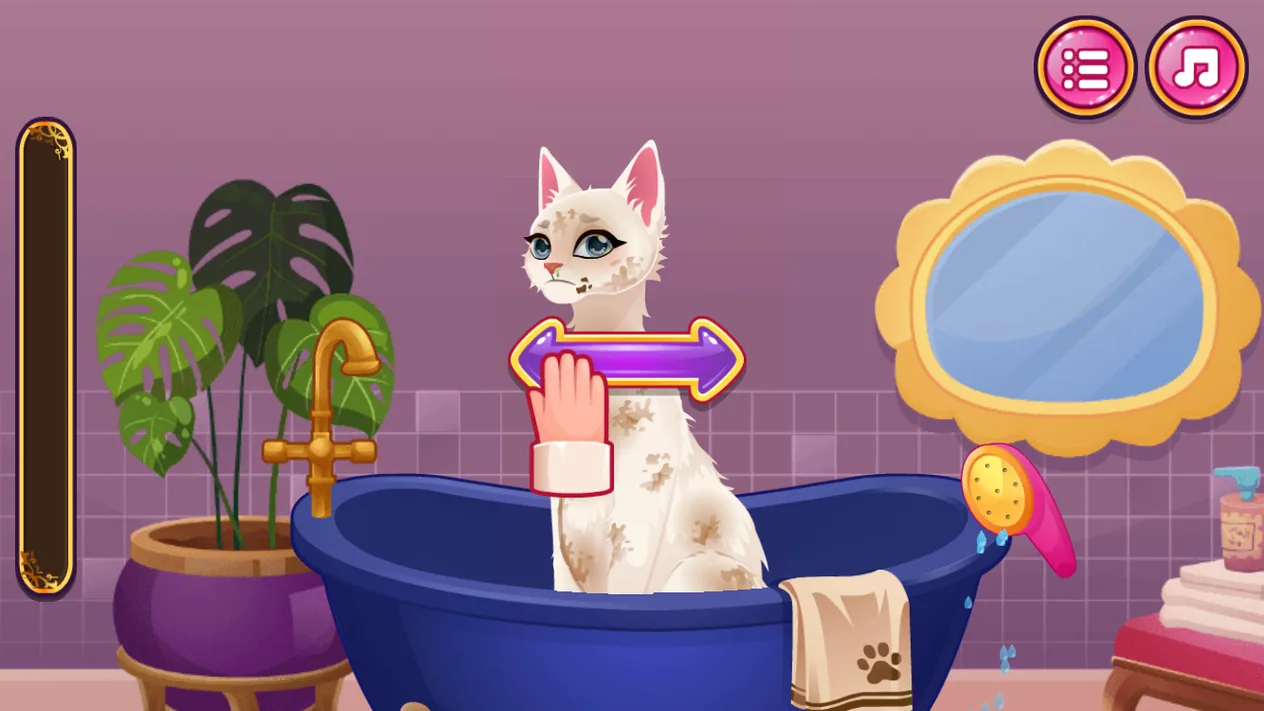 Pet Fashion Stylist cat in a bath with pink soap ready to use