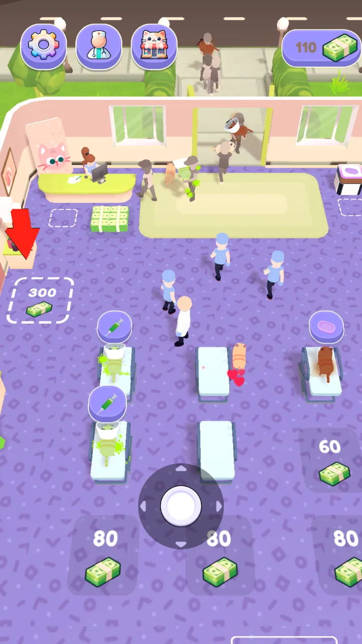 Pet Home Hospital treatment beds with patient request bubbles