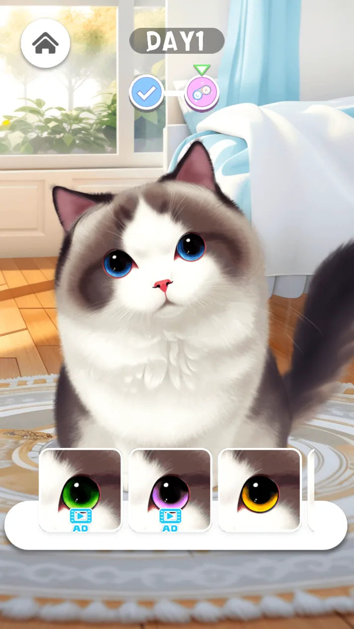 Pet Salon cat eye-color task with three lens choices