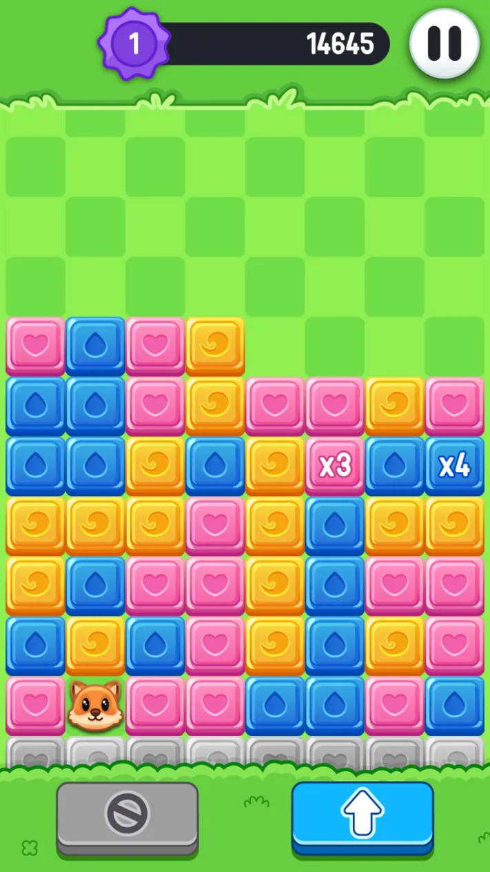 Pets Rush board containing connected colors multipliers and fox tiles